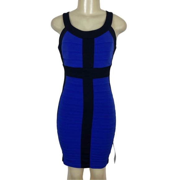 Cache Women's Black & Royal Blue Sleeveless Bodycon Dress Size 2 - New - Picture 1 of 7